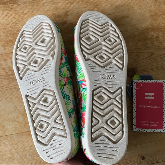 TOMS SZ 7 New Paper Source Alpargata Shoes Flamingo Tropical - Picture 7 of 12